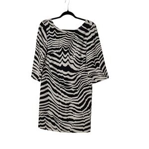 Trina Turk Lesley Black White Zebra Stripped Mini Dress 6 NWT